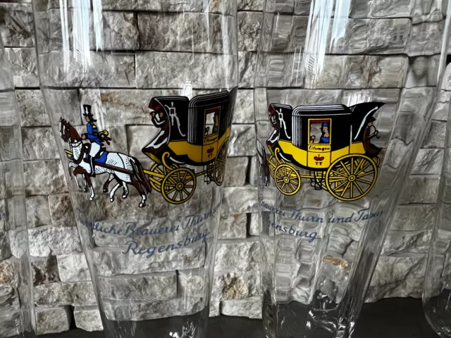 5x Thurn und Taxis Regensburg 0,25 Bierglas, geschliffene feine Gläser gefächert