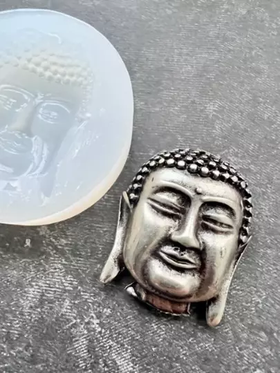 BUDDHA FACE head Silicone Mold for Fondant-Resin-handcrafts-polymer Clay