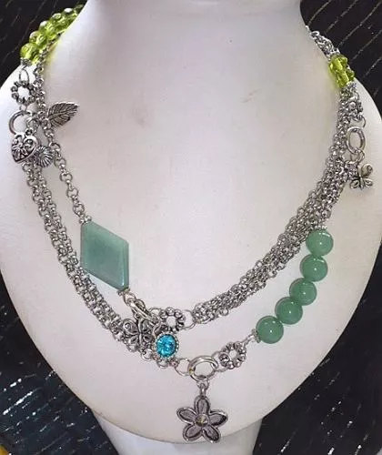 Chaîne de transformation originale collier jade vert métal bijoux folklore