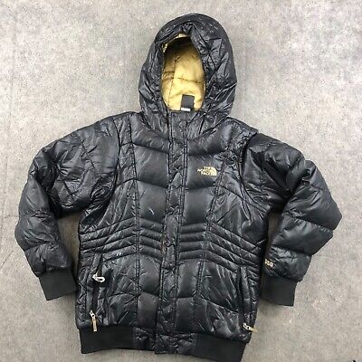 The North Face Jacket Girls Large Black Hooded Rain Full Zip 550 Goose Down *