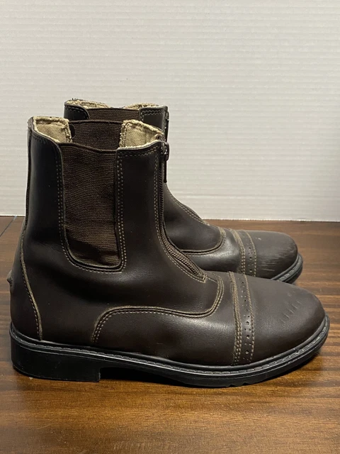 TuffRider Paddock Starter Front Brown Ankle Boots Zip Up Sz 6