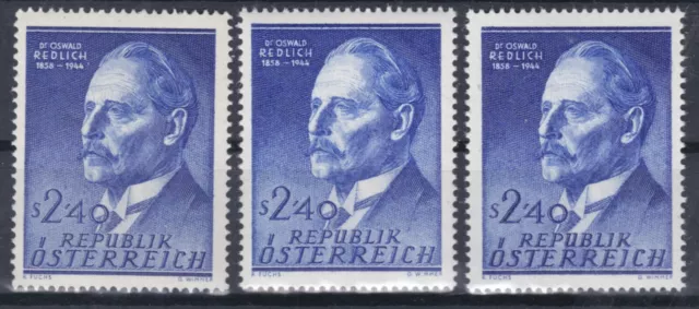 3 Stück ANK 1073 Oswald Redlich mit Fehlern Postfrisch  MNH **