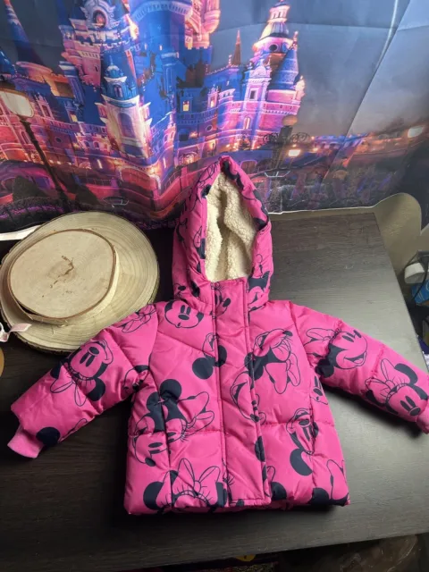 Baby Gap Disney Minnie Mouse Puffer Jacket Pink 12-18 Months