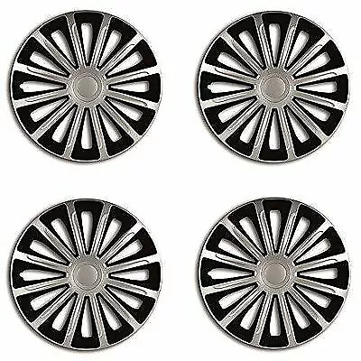 Wheel Trims 13" Hub Caps Trend Plastic Covers Set of 4 Silver Black inset