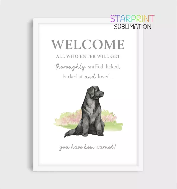 Newfoundland Unframed A4 Picture/Print, Dog "Welcome" Quote, Fun Wall Art/Gift