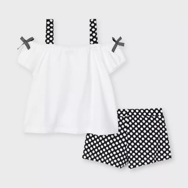 Mayoral pantaloncini Dotty per ragazze con set di t-shirt in bianco e nero (03213) età 2-9 anni 2