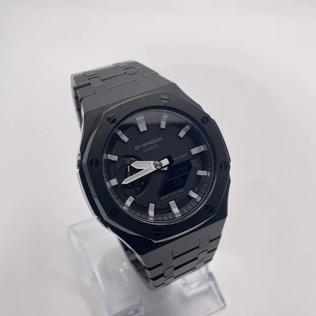 CASIO G-SHOCK GA2100-1AER Metal Casioak Mod Watch Black Dial Black ...