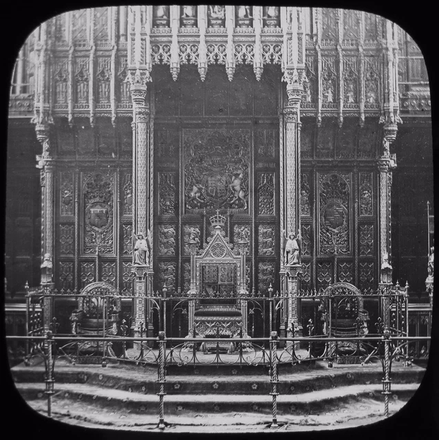 Glass Magic Lantern Slide THRONE HOUSE OF PEERS WESTMINSTER C1890 PHOTO LONDON