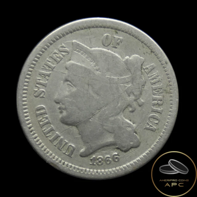 1866 Nickel Three Cent Piece Circulated Better Date