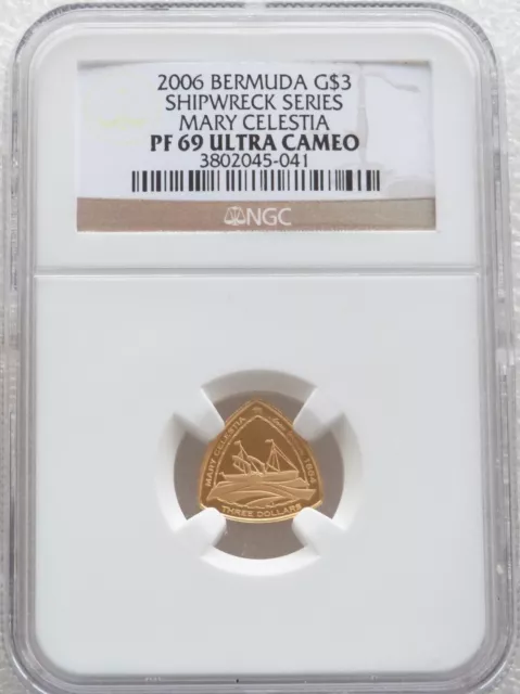 2006 Royal Mint Bermuda Mary Celestia $3 Dollar Gold Proof 1/20oz Coin NGC PF69