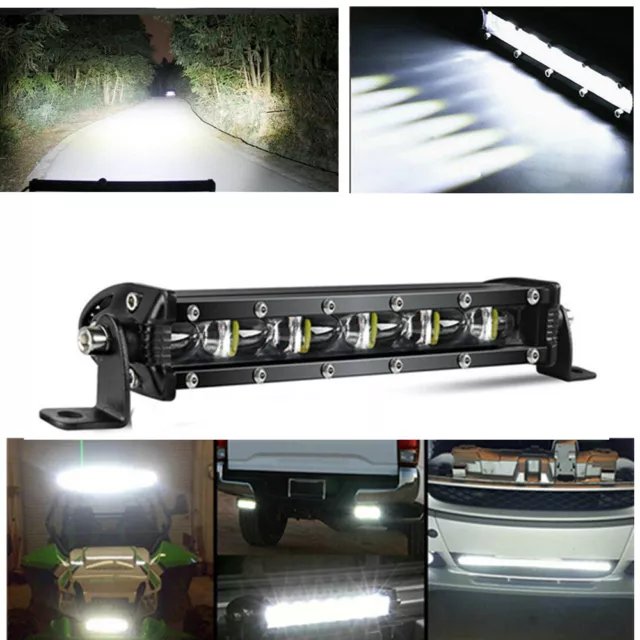 7'' LED Bar Flood Spot Fog Lamp Work Lights Beam Offroad SUV Driving 4WD Light