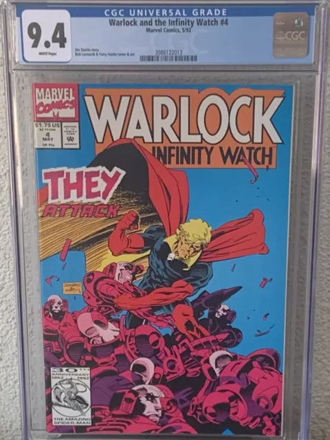 Warlock and the Infinity Watch #4 CGC 9.4 WP; Marvel 1992; Starlin; Austin Cover