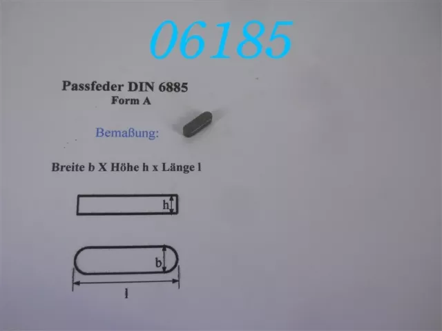 DIN 6885 A Passfeder 4 x 4 bzw 5 x 5 (mm) Form A div Längen CK45 Stahl  blank 