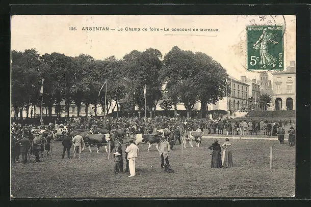 CPA Argentan, Le Champ de fair, The Bull Competition 1909