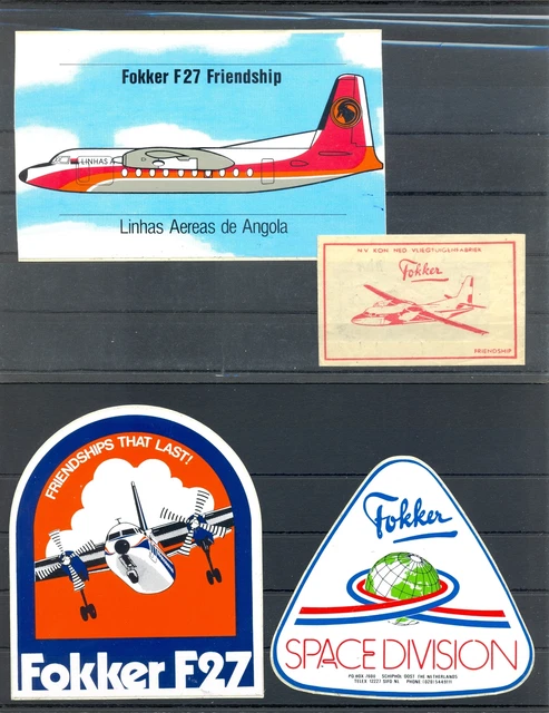 NETHERLANDS-AVIATION -FOKKER --5 x LABEL + 1 SUGAR BAG -VF