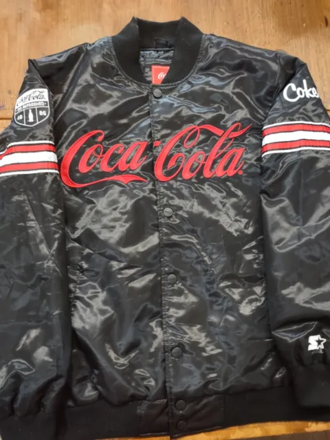 STARTER Mens Coca-Cola Varsity Jacket, Black Size Large