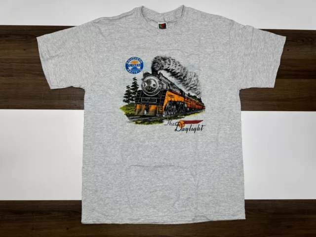 VINTAGE The Daylight Steam Engine Railroad Large Southern Pacific Line Shirt RR
