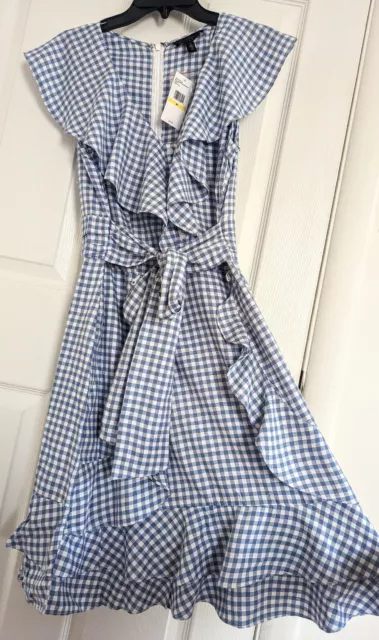 New Jessica Simpson Women's Nimah Ruffle Plaids Check Sleeveless Dress, Size M