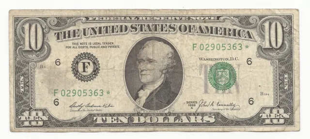 1969-A $10 Dollar Bill Federal Reserve STAR Note FRN  Atlanta, GA 363