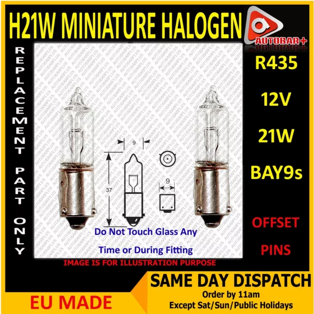 2 x H21W 12V 21W Halogen Minature fog light tail Bulb Car Bulb BAY9s R435 LLB436