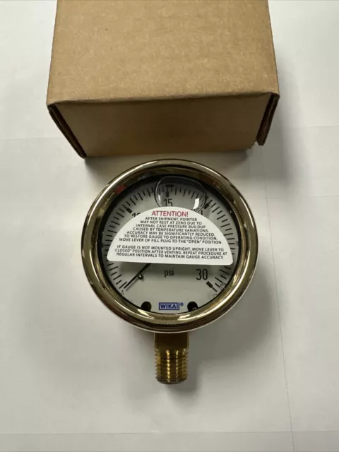 NEW IN BOX 2.5" WIKA 30 PSI 1/4NPT PRESSURE GAUGE OiL FILLED - BRASS