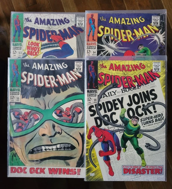 Amazing Spider-man, Marvel, Silver Age 1967 #53, 54, 55, 56 Comic Lot