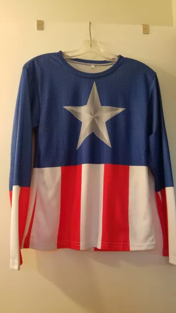 Marvel Captain America Mens Compression Superhero Base Layer Shirt Top Size S
