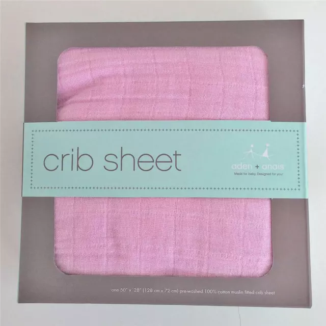 Aden + Anais Crib Sheet Solid Pink 50" x 28" Cotton Muslin