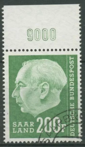 OPD Saarbrücken 1957 Bundespräsident Theodor Heuss 427 Oberrand gestempelt