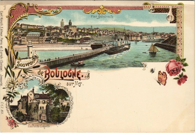 CPA AK Souvenir de BOULOGNE-SUR-MER LITHO (26164)