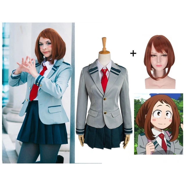MY HERO ACADEMIA Ochaco Uraraka School Uniform Suit + Wigs Costume