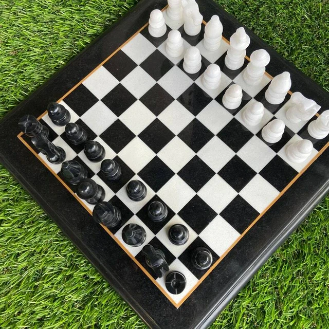 Jeu D'échecs En Marbre Albâtre Bleu Et Blanc - 15 Pouces - Style élégant Inspiré De Game Of Thrones