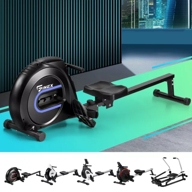 Finex Rowing Machine Rower Hydraulic Resistance Cardio Exercise Fitness Gym