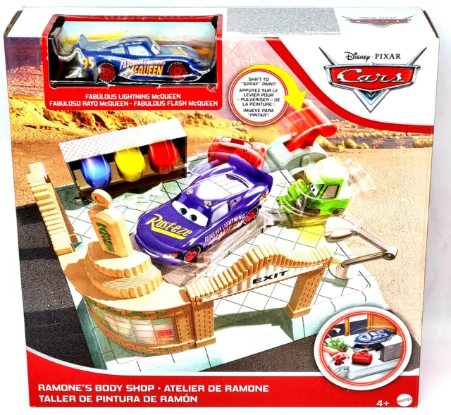 Disney Cars GTK84 Ramone`s Body shop mit Auto Fabulous Ligtning McQueen