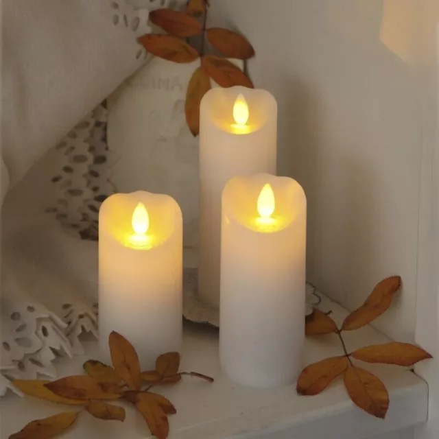 LED Echtwachs Kerze mit TIMER flackernd Wachs-Kerzen glimmend Candle klein 2