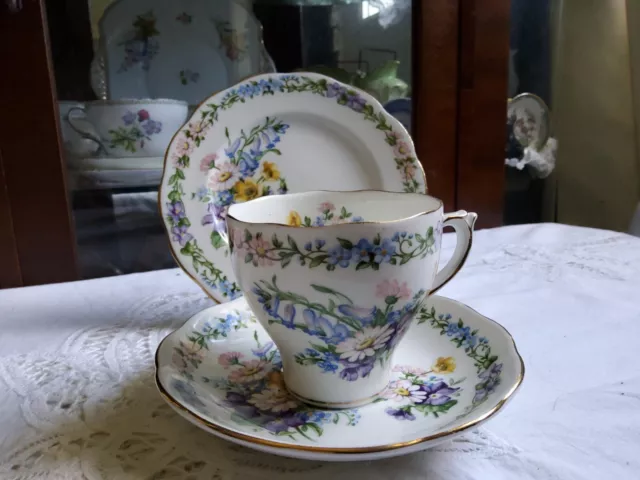 Pretty "Garland "Tea Trio By "Roslyn "England