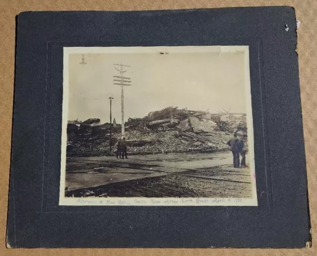 1906 San Francisco Earthquake Cabinet Photo Of Santa Rosa Post Office, Rare