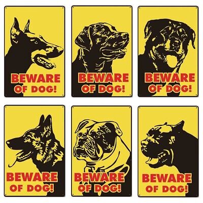 Vintage Metal Tin Signs Beware Dog Poster Warning Retro Plaque Wall Decoration