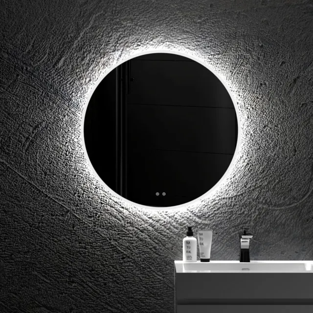 24" Modern Wall Mounted LED Backlit Anti-Fog Round Bathroom Mirror with