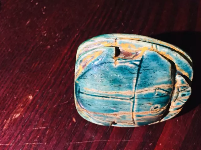 Ancient Egyptian Scarab Beetle Ring, Akhenaten Pharaonic Hieroglyphics, Huge 2