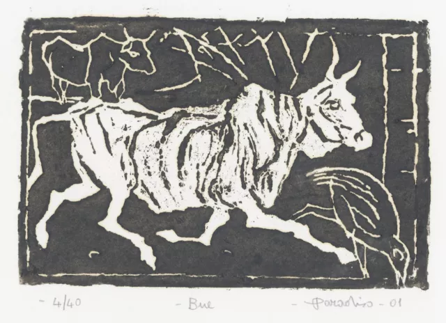PARADISO MARIO   "BUE" 2001   Xilografia   Tiratura  esemplari 40