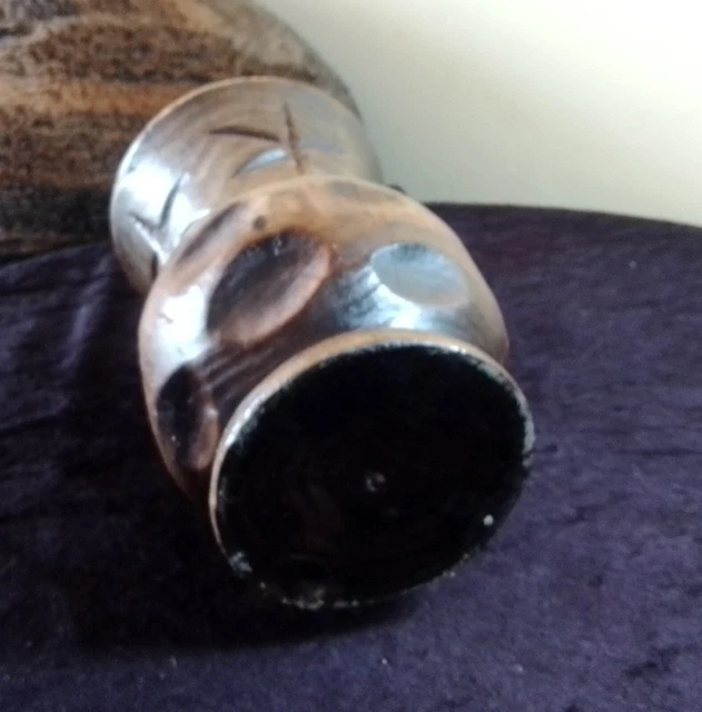 Jarron De Madera Rustico.17 Cm.alto 3