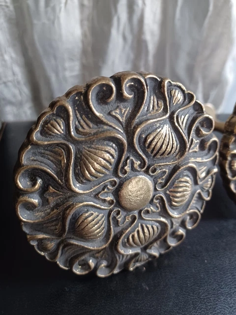 Mid Century Curtain Drapery Tie Backs or large  coat hangers? Ornate, Set of 2 6
