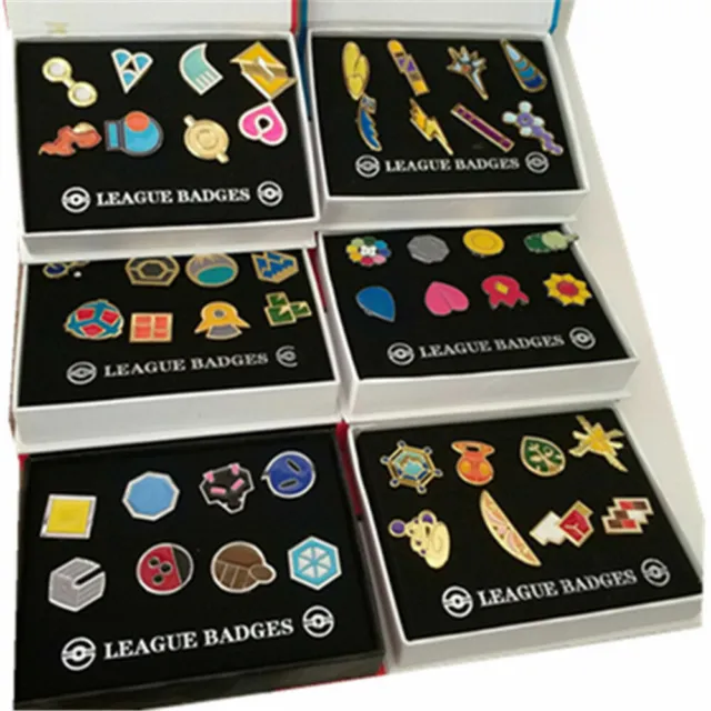 Cosplay Pokemon Gym Badges Indigo League Box Set 8pcs Kanto Badge Pin Brooches