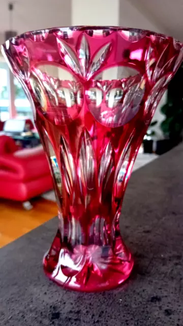 schwere Kristall Vase - NACHTMANN - Überfang - Designerobjekt -Höhe 18 cm- 1,3kg