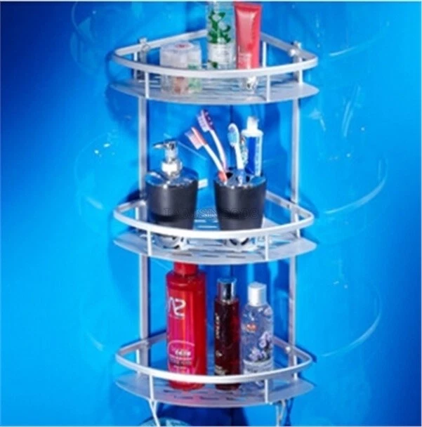 Conservatore Bagno Doccia Scaffale Caddy 3 Strati Scaffale Angolo Cesto Accessorio Supporto fi