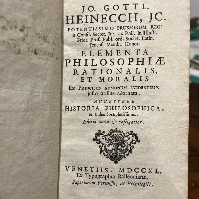 (12e)  Heinecio - Elementa Philosophiae Rationalis et Moralis - 1740