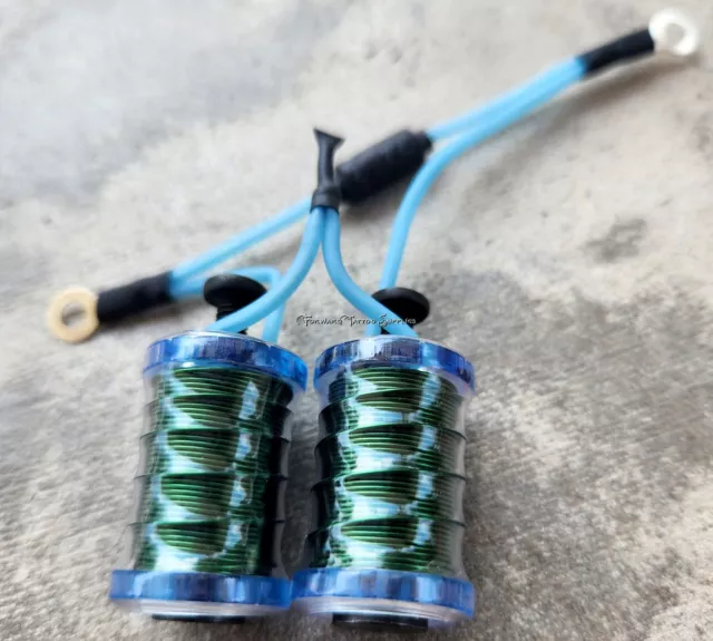 Máquina de tatuaje de 1,25" 8-32 7,5 envolturas azul claro lavadoras y cables verde transparente retráctil