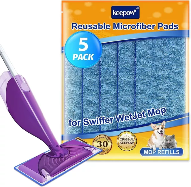 Pour Swiffer WetJet | 5 Recharges Microfibres Réutilisables | Lavable En Machine