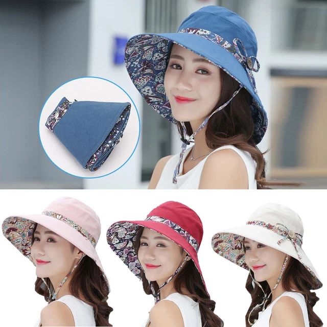 Sun Hats For Women Wide Brim Straw Boater Hat Foldable Packable Beach Hat  For Summer